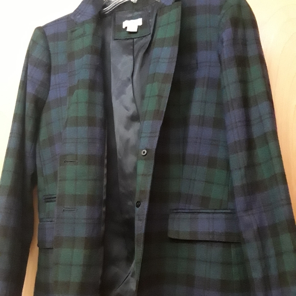 J. Crew Jackets & Blazers - J Crew Forest Green Blue Plaid Blazer 8
